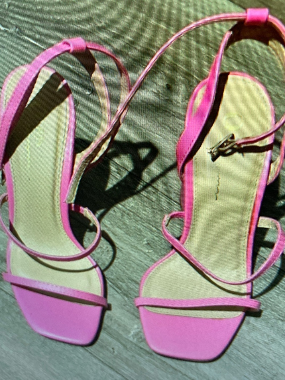Pink Strappy Women's Sandals - Slim Heel Fashion
